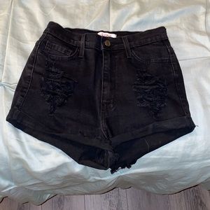 Black jean stretchy shorts